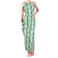 Hawaii Ti Leaf Maile Tuberose Lei Family Matching Tank Maxi Dress and Hawaiian Shirt With Hanalei Leaf Green LT05 Mom's Dress Green - Polynesian Pride
