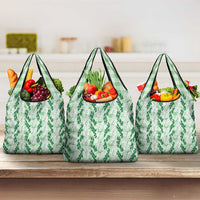 Hawaii Ti Leaf Maile Tuberose Lei Grocery Bag With Hanalei Leaf Green
