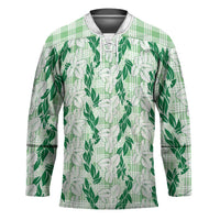 Hawaii Ti Leaf Maile Tuberose Lei Hockey Jersey With Hanalei Leaf Green