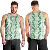 Hawaii Ti Leaf Maile Tuberose Lei Men Tank Top With Hanalei Leaf Green