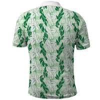 Hawaii Ti Leaf Maile Tuberose Lei Polo Shirt With Hanalei Leaf Green