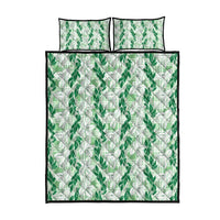 Hawaii Ti Leaf Maile Tuberose Lei Quilt Bed Set With Hanalei Leaf Green