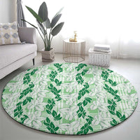 Hawaii Ti Leaf Maile Tuberose Lei Round Carpet With Hanalei Leaf Green
