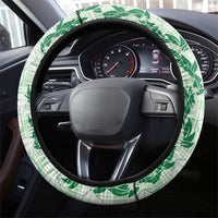 Hawaii Ti Leaf Maile Tuberose Lei Steering Wheel Cover With Hanalei Leaf Green