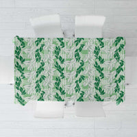 Hawaii Ti Leaf Maile Tuberose Lei Tablecloth With Hanalei Leaf Green