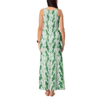 Hawaii Ti Leaf Maile Tuberose Lei Tank Maxi Dress With Hanalei Leaf Green