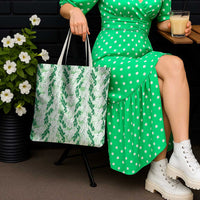Hawaii Ti Leaf Maile Tuberose Lei Tote Bag With Hanalei Leaf Green