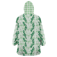 Hawaii Ti Leaf Maile Tuberose Lei Wearable Blanket Hoodie With Hanalei Leaf Green
