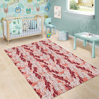 Hawaii Ti Leaf Maile Tuberose Lei Area Rug With Hanalei Leaf Red