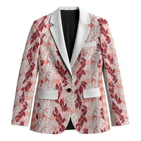 Hawaii Ti Leaf Maile Tuberose Lei Blazer With Hanalei Leaf Red