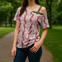 Hawaii Ti Leaf Maile Tuberose Lei Cross Shoulder Shirt With Hanalei Leaf Red