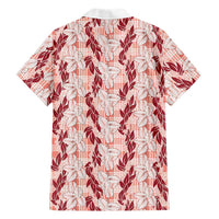 Hawaii Ti Leaf Maile Tuberose Lei Family Matching Mermaid Dress and Hawaiian Shirt With Hanalei Leaf Red