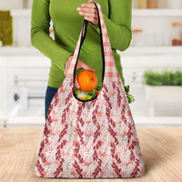 Hawaii Ti Leaf Maile Tuberose Lei Grocery Bag With Hanalei Leaf Red