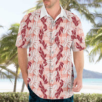 Hawaii Ti Leaf Maile Tuberose Lei Hawaiian Shirt With Hanalei Leaf Red