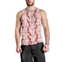 Hawaii Ti Leaf Maile Tuberose Lei Men Tank Top With Hanalei Leaf Red
