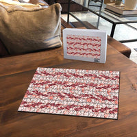 Hawaii Ti Leaf Maile Tuberose Lei Puzzle With Hanalei Leaf Red