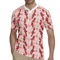 Hawaii Ti Leaf Maile Tuberose Lei Rugby Jersey With Hanalei Leaf Red