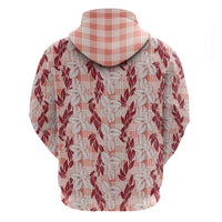 Hawaii Ti Leaf Maile Tuberose Lei Zip Hoodie With Hanalei Leaf Red