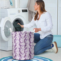 Hawaii Ti Leaf Maile Tuberose Lei Laundry Basket With Hanalei Leaf Purple