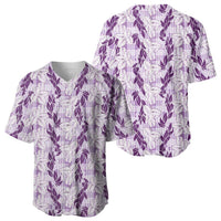 Hawaii Ti Leaf Maile Tuberose Lei Baseball Jersey With Hanalei Leaf Purple