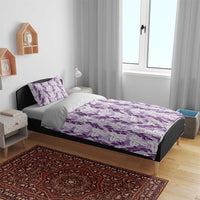 Hawaii Ti Leaf Maile Tuberose Lei Bedding Set With Hanalei Leaf Purple