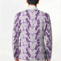 Hawaii Ti Leaf Maile Tuberose Lei Blazer With Hanalei Leaf Purple