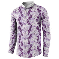 Hawaii Ti Leaf Maile Tuberose Lei Button Sweatshirt With Hanalei Leaf Purple