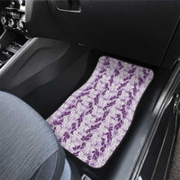 Hawaii Ti Leaf Maile Tuberose Lei Car Mats With Hanalei Leaf Purple