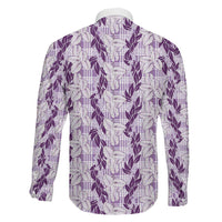 Hawaii Ti Leaf Maile Tuberose Lei Family Matching Mermaid Dress and Hawaiian Shirt With Hanalei Leaf Purple LT05 - Polynesian Pride