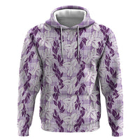 Hawaii Ti Leaf Maile Tuberose Lei Hoodie With Hanalei Leaf Purple