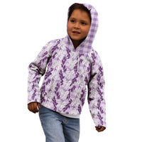 Hawaii Ti Leaf Maile Tuberose Lei Kid Hoodie With Hanalei Leaf Purple