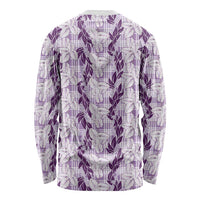 Hawaii Ti Leaf Maile Tuberose Lei Long Sleeve Shirt With Hanalei Leaf Purple