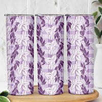 Hawaii Ti Leaf Maile Tuberose Lei Skinny Tumbler With Hanalei Leaf Purple