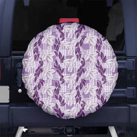 Hawaii Ti Leaf Maile Tuberose Lei Spare Tire Cover With Hanalei Leaf Purple