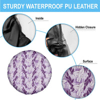 Hawaii Ti Leaf Maile Tuberose Lei Spare Tire Cover With Hanalei Leaf Purple