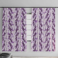 Hawaii Ti Leaf Maile Tuberose Lei Window Curtain With Hanalei Leaf Purple
