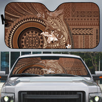 Samoa Tatau Marlin Auto Sun Shade With Siapo Motifs Brown