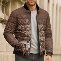 Samoa Tatau Marlin Bomber Puffer Jacket With Siapo Motifs Brown