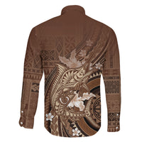 Samoa Tatau Marlin Family Matching Summer Maxi Dress and Hawaiian Shirt With Siapo Motifs Brown LT05 - Polynesian Pride
