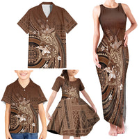 Samoa Tatau Marlin Family Matching Tank Maxi Dress and Hawaiian Shirt With Siapo Motifs Brown LT05 - Polynesian Pride