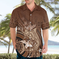 Samoa Tatau Marlin Hawaiian Shirt With Siapo Motifs Brown