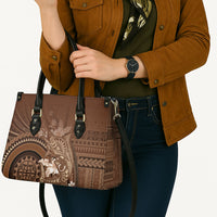 Samoa Tatau Marlin Leather Bag With Siapo Motifs Brown