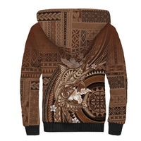 Samoa Tatau Marlin Sherpa Hoodie With Siapo Motifs Brown