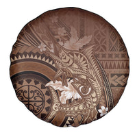 Samoa Tatau Marlin Spare Tire Cover With Siapo Motifs Brown