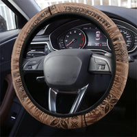 Samoa Tatau Marlin Steering Wheel Cover With Siapo Motifs Brown