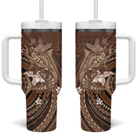 Samoa Tatau Marlin Tumbler With Handle With Siapo Motifs Brown