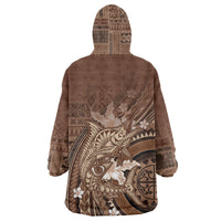 Samoa Tatau Marlin Wearable Blanket Hoodie With Siapo Motifs Brown