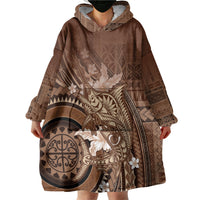 Samoa Tatau Marlin Wearable Blanket Hoodie With Siapo Motifs Brown