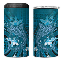 Samoa Tatau Marlin 4 in 1 Can Cooler Tumbler With Siapo Motifs Teal