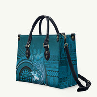 Samoa Tatau Marlin Leather Bag With Siapo Motifs Teal